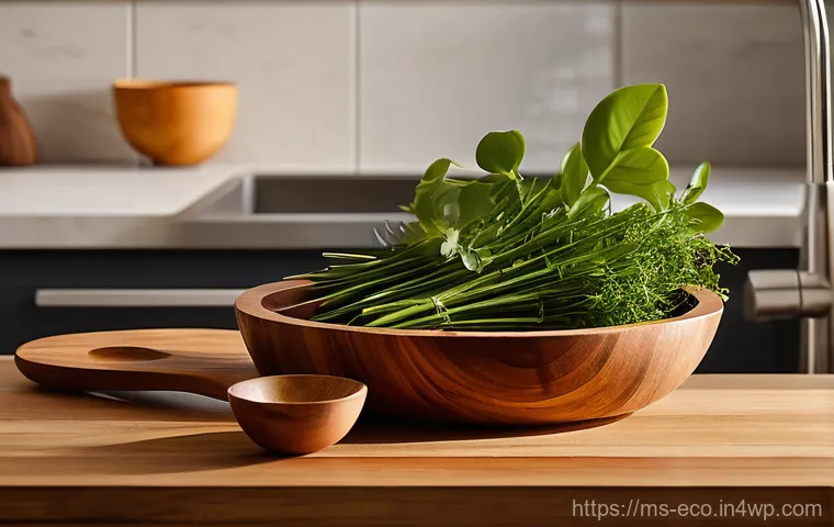 자연에서 영감을 받은 주방 도구 디자인 - Image Prompt 1: The Warmth of Artisanal Wood in a Cozy Kitchen** 자연에서 영감을 받은 주방 도구 디자인 - Image Prompt 1: The Warmth of Artisanal Wood in a Cozy Kitchen**